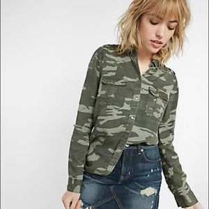 Camo Silky Soft Twill Boyfriend Shirt